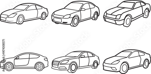 Set of Car outline vector illustraion