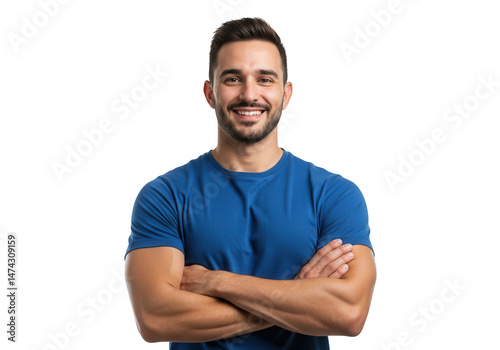Smiling man with arms crossed isolated on transparent background