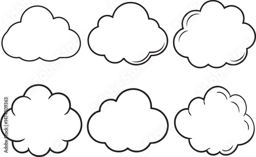 Set of cloud outline vector illustraion