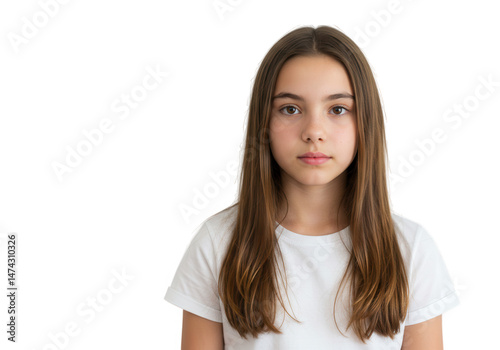 Young girl portrait isolated on transparent background