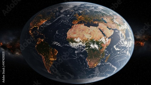 Planet Earth from space, realistic render