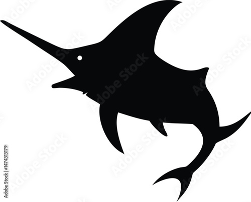Minimalist Marlin Illustration – Sharp Geometric Sea Creature Art