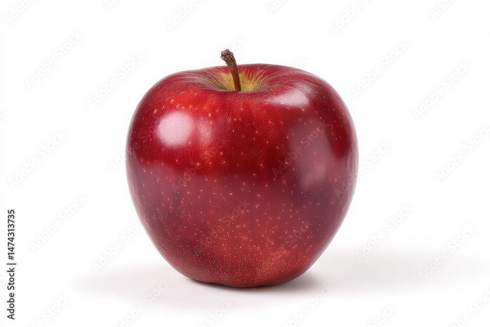 A single, ripe red apple isolated on a white background. A single, ripe red apple isolated on a white background.