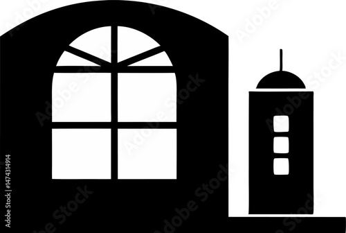 Remote Control Sensor Window Silhouette Vector Illustration