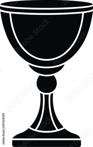 golden goblet stencil icon vector illustration