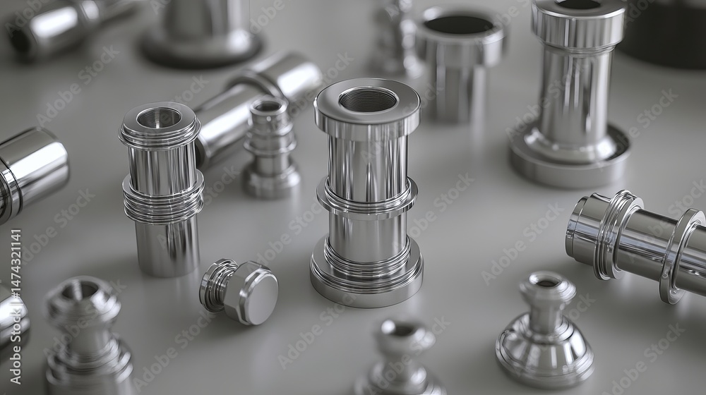 3D vector illustration of stainless steel and metal plumbing pipes, showing fittings for water, gas, and oil supply systems 3D vector illustration of stainless steel and metal plumbing pipes, showing fittings for water, gas, and oil supply systems