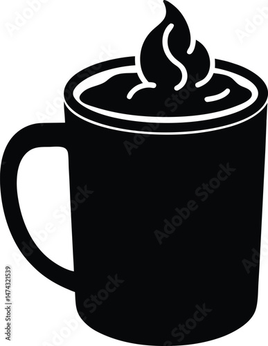 hot chocolate mug stencil icon vector illustration