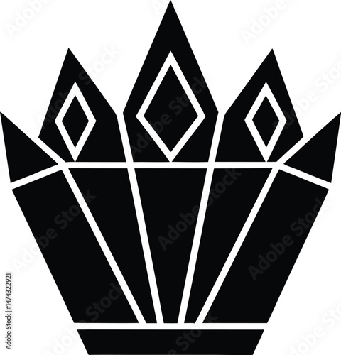 jewel crown stencil icon vector illustration