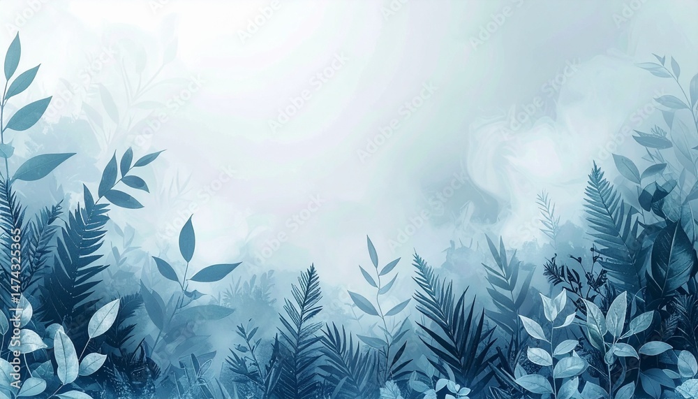 Obraz premium fogging background with variant plant abstract Illustration at side frame wallpaper