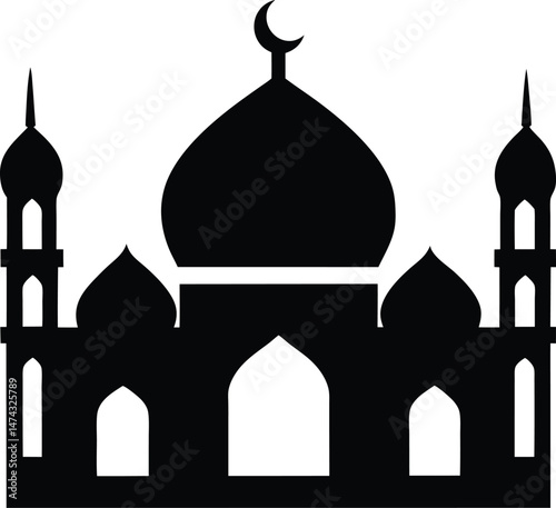 mosque silhouette icon vector illustration
