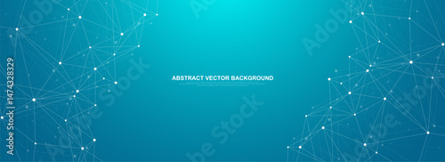 Global network connection concept. Big data visualization. Social network communication in the global computer networks. Internet technology. Business. Science. Vector illustration