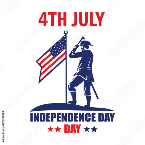 Silhouette of a soldier saluting the American flag on 4th of July