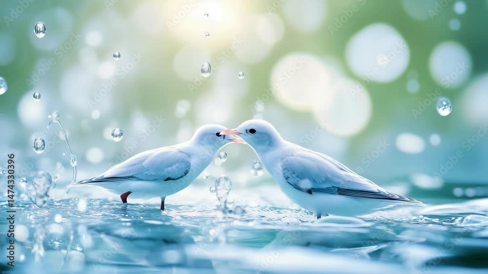 two doves on a blue background