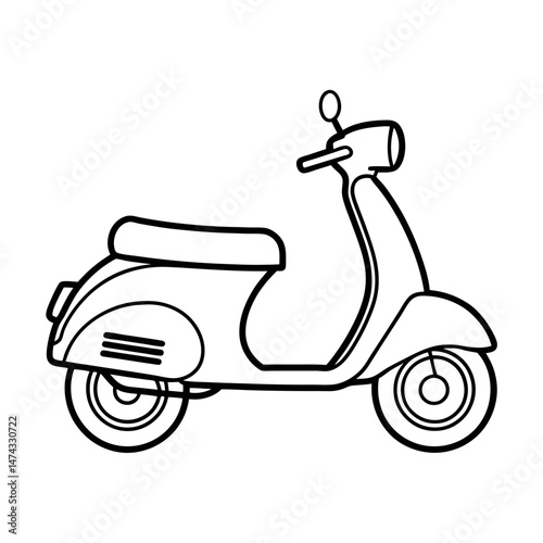 moped line art illustration