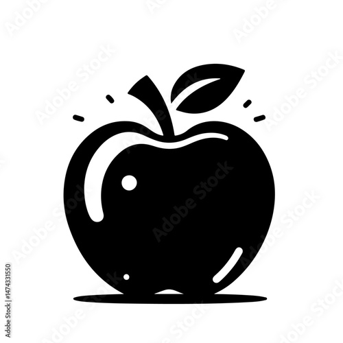 Apple with Leaf Silhouette for Fruit and Health Design