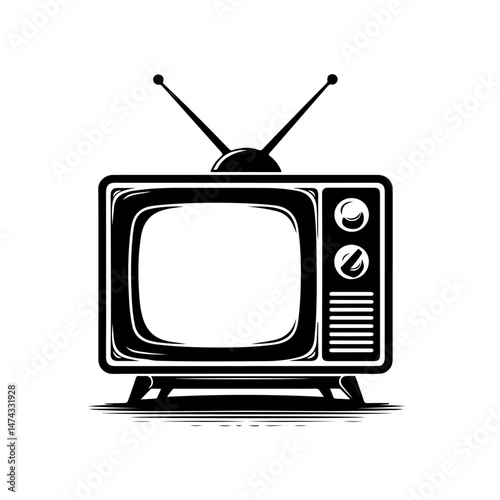 Vintage TV Silhouette with Antennas