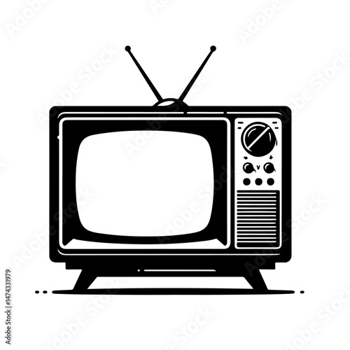 Vintage TV Silhouette with Antennas