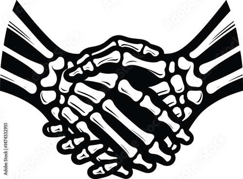  Skeleton Hands Shaking Silhouette – Vector Icon Illustration