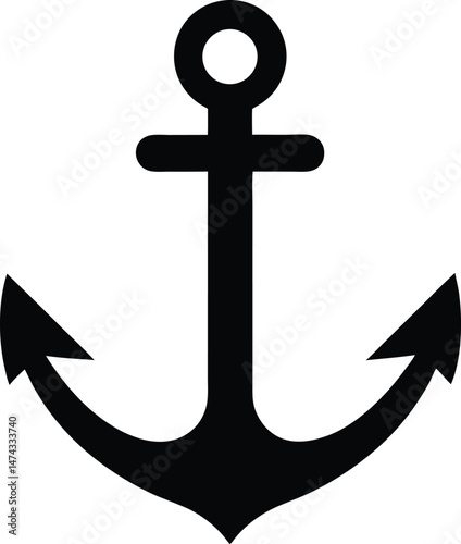 Anchor Stencil Icon Vector Illustration