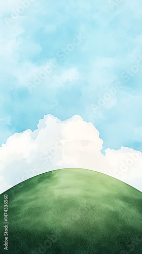 Verdant Hill Under Sky