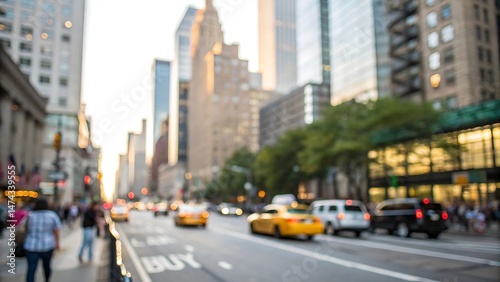 City traffic scene with defocused background urban setting street view motion and blur effects