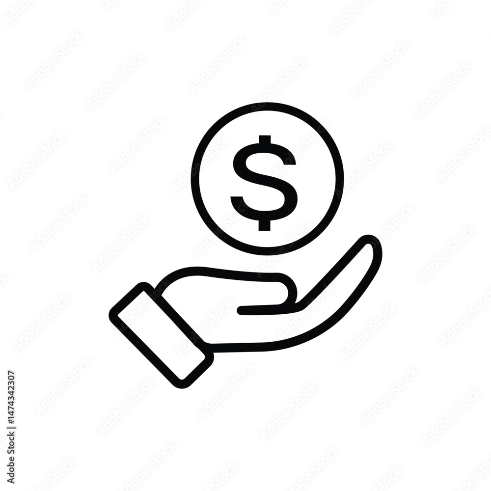 dollar saving coin icon vector eps outline dollar saving coin icon vector eps outline