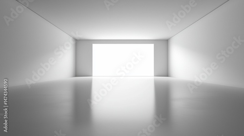 Wallpaper Mural Empty, bright white room with a glowing square opening at the end Torontodigital.ca