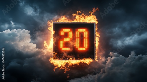 Countdown Clock Showing Imminent Climate Catastrophe and Environmental Crisis