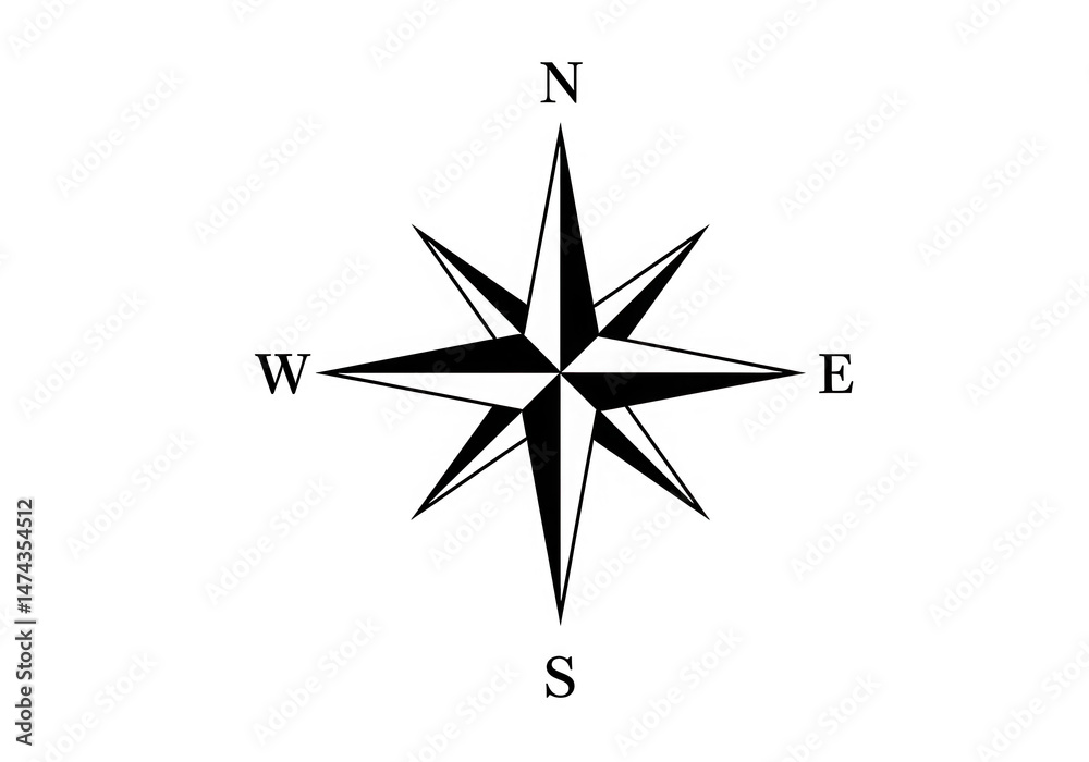 Obraz premium Compass rose navigation direction symbol isolated on transparent background