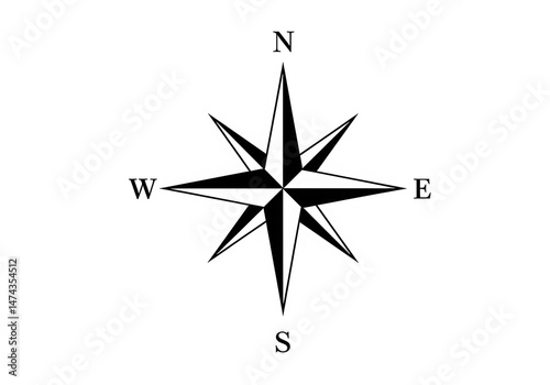 Compass rose navigation direction symbol isolated on transparent background
