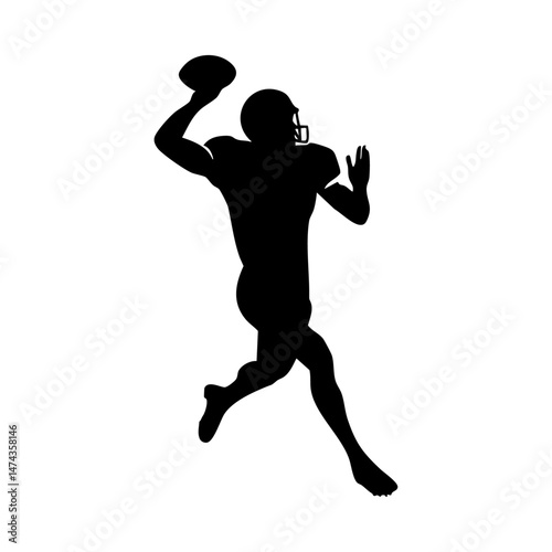 Clean solid black silhouette of a quarterback preparing to throw a football.

