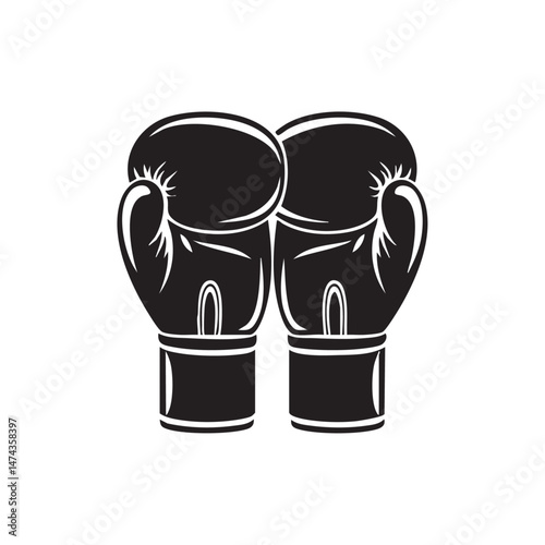 Pair of boxing gloves facing slightly inward with soft detailing in minimalist vector style.

