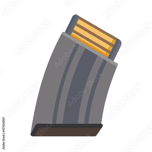 Rifle magazine clip illustration in flat style