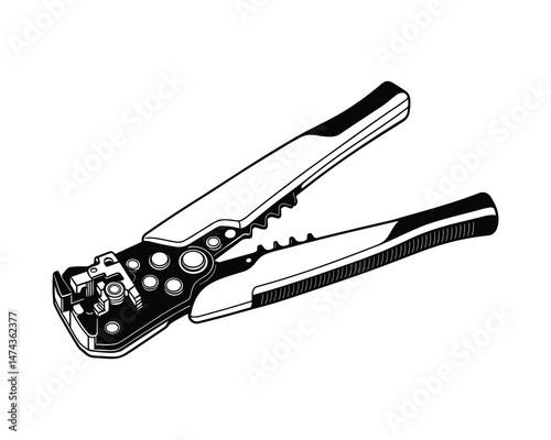 Wire Stripper Vector Illustration. Hand Tool for Electricians
