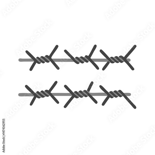 Barbed wire row icon in gray flat vector illustration