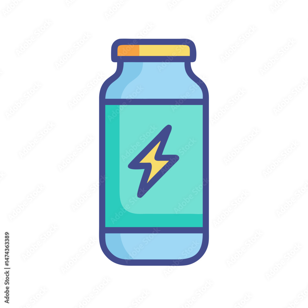 Mint green energy drink bottle with lightning icon Mint green energy drink bottle with lightning icon