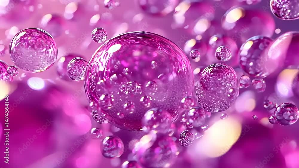 Vibrant purple bubbles floating in a dreamy background with soft light