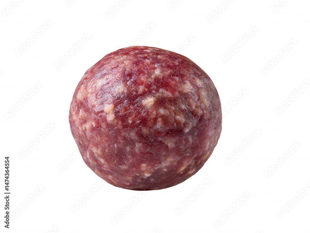 Fototapeta premium Raw Meatball on White Background Isolated Meat Ball for Food Preparation and Cooking Concept