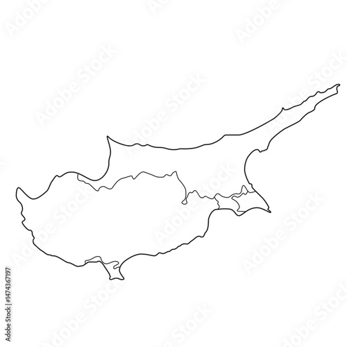 Map of Cyprus with country borders