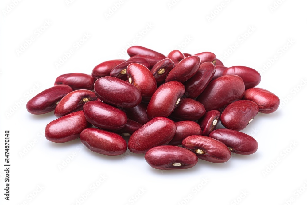 A close-up shot of kidney beans against a white background. A close-up shot of kidney beans against a white background.