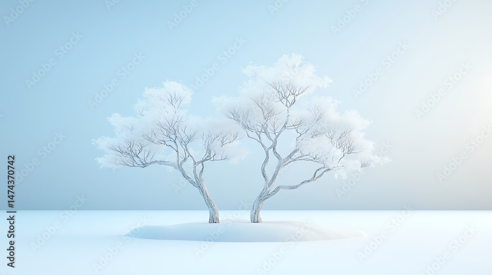 Fototapeta premium Spring flora illustration nature's beautiful trees in a serene landscape