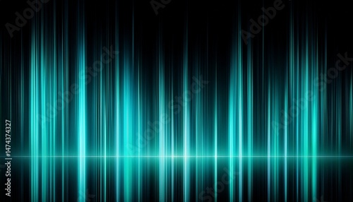 abstract teal aurora lights glowing vertical streaks on black