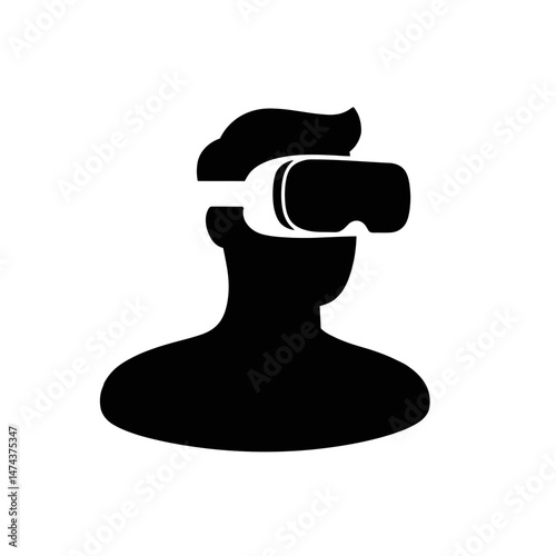 A silhouette of a person wearing virtual reality goggles
