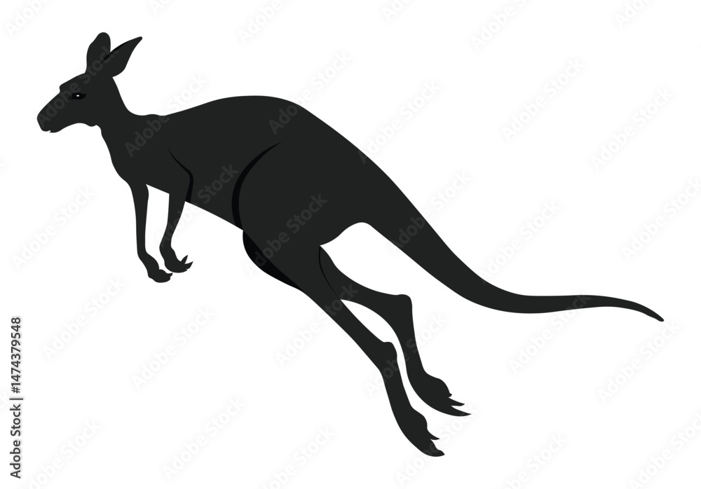 Fototapeta premium Kangaroo silhouette isolated on white background