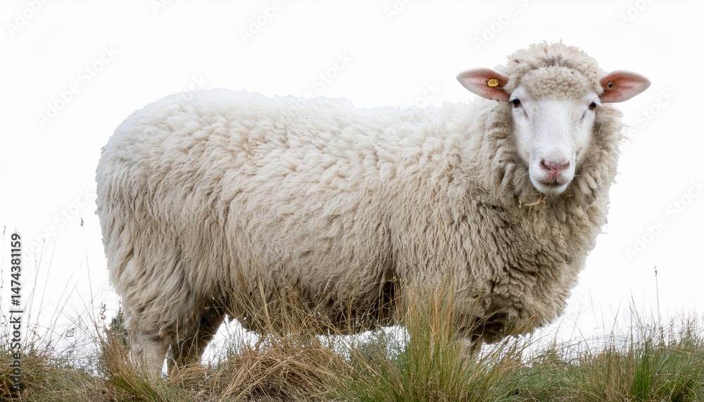 Fototapeta premium white fluffy sheep isolated on transparent background