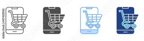 Mobile Commerce Icon Set Multiple Style Collection