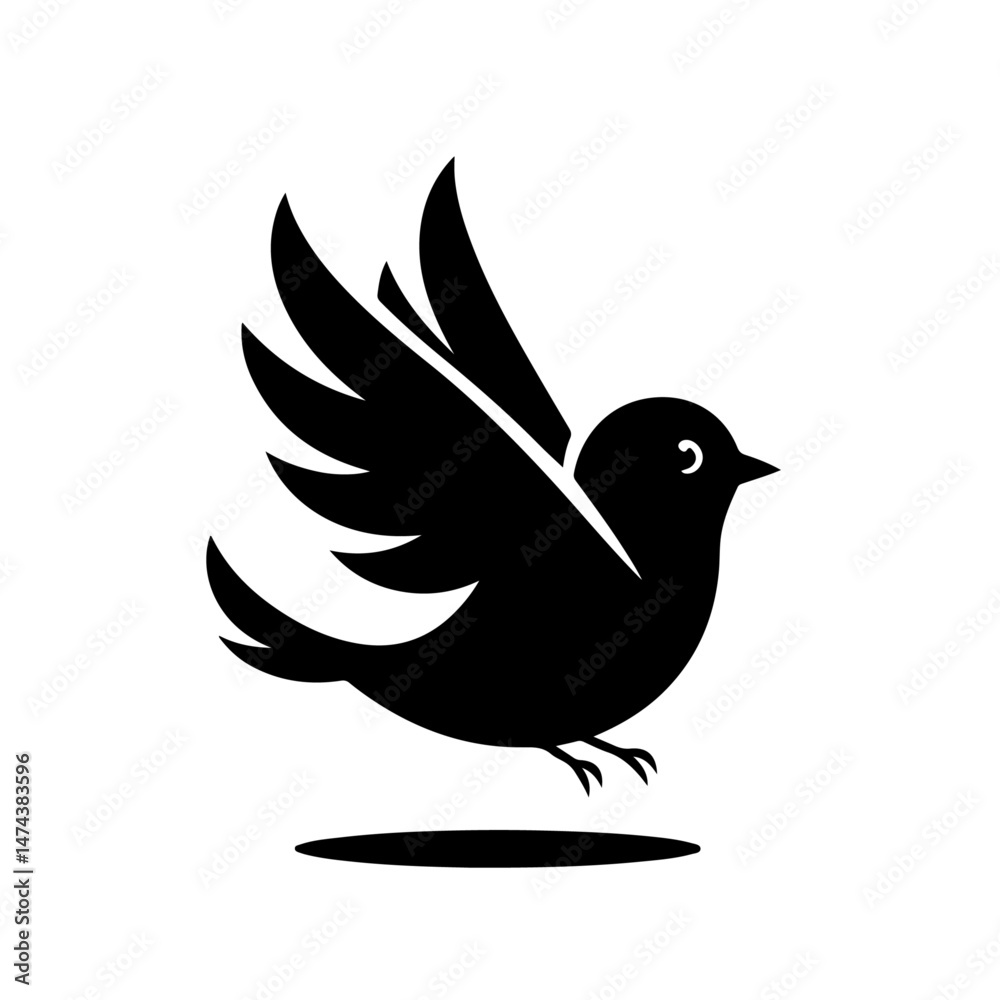 Obraz premium Bird on Branch Silhouette for Nature and Wildlife Design