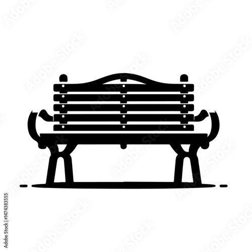 Park Bench Silhouette with Shadow