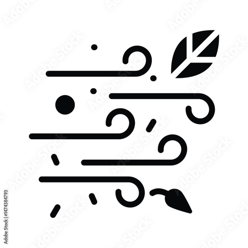 Leaves flying in strong wind, depicting windy conditions