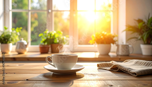 Wallpaper Mural Morning coffee ritual cozy kitchen photograph bright natural light tranquil atmosphere Torontodigital.ca